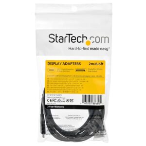 StarTech.com Cable de 2m USB C a DisplayPort 1.2 de 4K a 60Hz - Cable Adaptador de Vídeo Bidireccional DP a USB-C o USB-C a DP Reversible - HBR2/HDR - Cable de Monitor USB tipo C/TB3 StarTech.com Cable de 2m USB C a DisplayPort 1.2 de 4K a 60Hz – Cable Adaptador de Vídeo Bidireccional DP a USB-C o USB-C a DP Reversible – HBR2/HDR – Cable de Monitor USB tipo C/TB3