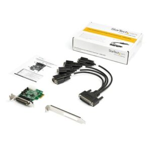 StarTech.com Tarjeta Adaptadora Serie PCI Express RS232 de 4 Puertos - Tarjeta Controladora Serie PCIe RS232 - PCIe a Serie DB9 - UART 16950 - Tarjeta de Perfil Bajo - Windows y Linux StarTech.com Tarjeta Adaptadora Serie PCI Express RS232 de 4 Puertos - Tarjeta Controladora Serie PCIe RS232 - PCIe a Serie DB9 - UART 16950 - Tarjeta de Perfil Bajo - Windows y Linux