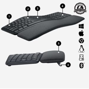 Logitech Ergo K860 teclado RF Wireless + Bluetooth Inglés Grafito