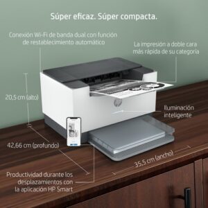 HP LaserJet Impresora M209dw, Blanco y negro, Impresora para Home y Home Office, Estampado, Impresión a doble cara; Tamaño compacto; Energéticamente eficiente; Wi-Fi de banda dual