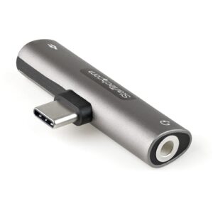 StarTech.com Adaptador de Audio y Carga USB-C – Adaptador de Audio USB Tipo C con Salida TRRS de 3,5mm para Auriculares con Micrófono y Pass Through de 60W USBC para Cargador