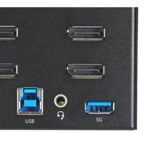 StarTech.com Switch Conmutador KVM de 2 Puertos DisplayPort 1.2 para 4 Monitores - DP HDR UHD 4K de 60Hz - Hub Ladrón de 2 Puertos USB 3.0 (5Gbps) - 4 Puertos USB 2.0 HID - Audio - Hotkeys StarTech.com Switch Conmutador KVM de 2 Puertos DisplayPort 1.2 para 4 Monitores – DP HDR UHD 4K de 60Hz – Hub Ladrón de 2 Puertos USB 3.0 (5Gbps) – 4 Puertos USB 2.0 HID – Audio – Hotkeys