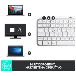 Logitech MX Keys Mini teclado RF Wireless + Bluetooth QWERTY Español Gris Logitech MX Keys Mini teclado RF Wireless + Bluetooth QWERTY Español Gris