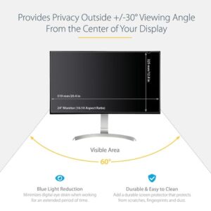 StarTech.com Filtro de Privacidad para Monitores de 24 Pulgadas - Pantalla de Privacidad para Reducir la Luz Azul - de Pantalla Ancha 16:10 - Mate/Brillante - Ángulo de Visión de +/-30 Grados StarTech.com Filtro de Privacidad para Monitores de 24 Pulgadas – Pantalla de Privacidad para Reducir la Luz Azul – de Pantalla Ancha 16:10 – Mate/Brillante – Ángulo de Visión de +/-30 Grados