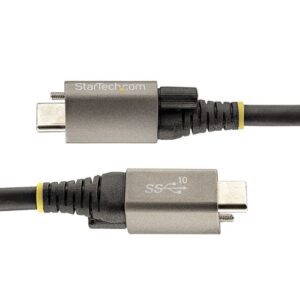 StarTech.com Cable de 1m USB-C con Tornillo Superior de Fijación -10Gbps – Cable Tipo C USB 3.1/3.2 Gen 2 – con Carga por Entrega de Alimentación PD de 100W (5A), Modo Alt de DP