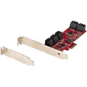 StarTech.com Tarjeta PCIe Controladora SATA de 10 Puertos - Tarjeta de Expansión PCI Express SATA - 6Gbps - Perfil Bajo/Completo - Conectores SATA Apilados - ASM1062 sin RAID