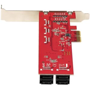StarTech.com Tarjeta PCIe Controladora SATA de 10 Puertos - Tarjeta de Expansión PCI Express SATA - 6Gbps - Perfil Bajo/Completo - Conectores SATA Apilados - ASM1062 sin RAID