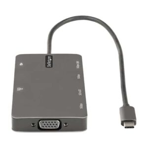 StarTech.com Adaptador Multipuertos USB C - Docking Station de Viajes HDMI 4K 30Hz o VGA - Hub Ladrón USB 3.0 de 5Gbps (USB-A / USB Tipo C) - PD de 100W - SD/Micro SD - GbE - Replicador