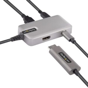 StarTech.com Adaptador Multipuertos USB C - USB-C a HDMI 2.0 4K 60Hz, PD con Paso de 100W - Hub USB de 3 Puertos de 10Gbps - Mini Docking Station USB Tipo C Portátil - Cable de 25cm StarTech.com Adaptador Multipuertos USB C - USB-C a HDMI 2.0 4K 60Hz, PD con Paso de 100W - Hub USB de 3 Puertos de 10Gbps - Mini Docking Station USB Tipo C Portátil - Cable de 25cm