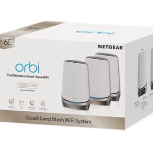 NETGEAR Orbi Quad-band RBKE963 AXE11000 WiFi 6E Mesh System Wi-Fi 6 (802.11ax) Gris, Blanco 16 Interno