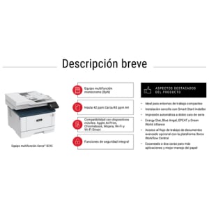 Xerox B315 A4 40 ppm Inalámbrica a doble cara Copia/impresión/escaneado/fax PS3 PCL5e/6 2 bandejas 350 hojas Reacondicionado | Xerox B315 A4 40 ppm Inalámbrica a doble cara Copia/impresión/escaneado/fax PS3 PCL5e/6 2 bandejas 350 hojas