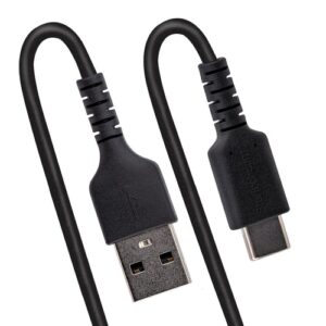 StarTech.com Cable de 1m de Carga USB A a USB C, Cable USB Tipo C Rizado de Carga Rápida y Servicio Pesado, Cable USB 2.0 A a USBC, de Fibra de Aramida Resistente, Negro Negro