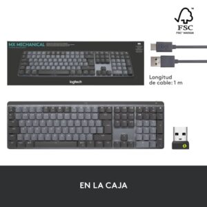 Logitech MX Mechanical teclado RF Wireless + Bluetooth QWERTY Internacional de EE.UU. Grafito, Gris Logitech MX Mechanical teclado RF Wireless + Bluetooth QWERTY Internacional de EE.UU. Grafito, Gris