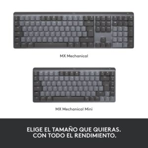 Logitech MX Mini Mechanical teclado RF Wireless + Bluetooth QWERTY Internacional de EE.UU. Grafito, Gris Logitech MX Mini Mechanical teclado RF Wireless + Bluetooth QWERTY Internacional de EE.UU. Grafito, Gris