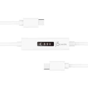 j5create JUCP14-N Cable USB-C™ 2.0 a USB-C™ con medidor de potencia dinámico OLED