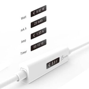 j5create JUCP14-N Cable USB-C™ 2.0 a USB-C™ con medidor de potencia dinámico OLED