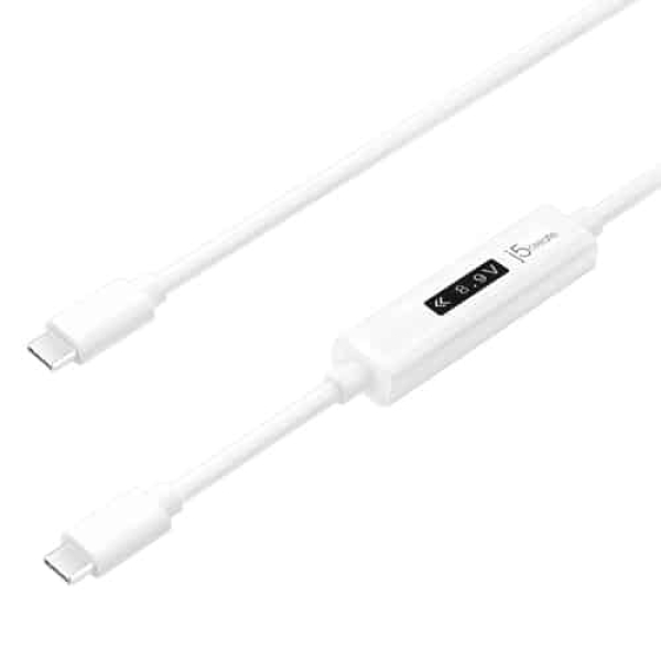 j5create JUCP14-N Cable USB-C™ 2.0 a USB-C™ con medidor de potencia dinámico OLED