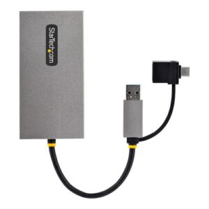 StarTech.com Adaptador de USB a HDMI Doble, USB A/C a 2 Pantallas HDMI (1x 4K30Hz, 1x 1080p), Dongle Integrado USB-A a C, Cable de 11cm, Adaptador USB 3.0 a HDMI, Windows y macOS Cable de 11cm