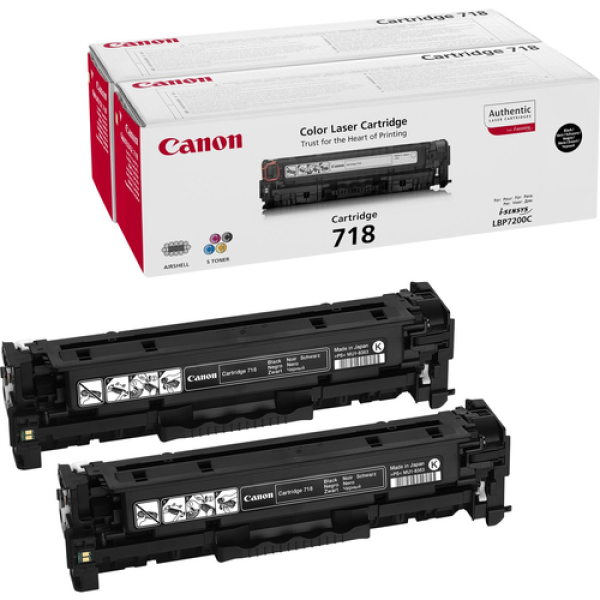 Canon CRG-718 Bk VP cartucho de tóner 2 pieza(s) Original Negro