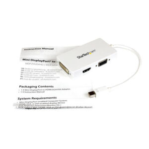 StarTech.com Adaptador Conversor de Mini DisplayPort a VGA DVI o HDMI - Convertidor A/V 3 en 1 para viajes - Blanco StarTech.com Adaptador Conversor de Mini DisplayPort a VGA DVI o HDMI - Convertidor A/V 3 en 1 para viajes - Blanco