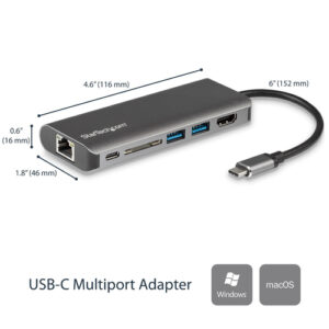Alternative view of StarTech.com Docking Station para Ordenadores Portátiles USB-C - Replicador de Puertos USB Tipo C HDMI Red Ethernet Lector SD - con PD - - USB TipoC/Thunderbolt 3 - REEMPLAZADO POR DKT30CHSDPD1