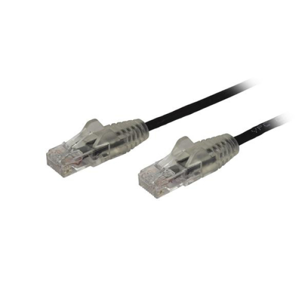 StarTech.com Cable Cat6 de 2,5m - Delgado - con Conectores RJ45 sin Enganches - Negro