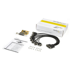 StarTech.com Tarjeta Adaptadora PCI Express Serie de 8 Puertos RS232 - Tarjeta Serial PCIe - DB9 UART 16C1050 - Tarjeta de Expansión Controladora Adaptador Serie Multipuertos - con Protección ESD de 15kV - para Windows y Linux