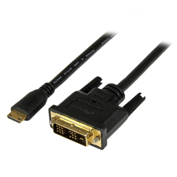 StarTech.com Cable de 1m Mini HDMI a DVI - Cable DVI-D a HDMI (1920x1200p) - Mini HDMI Macho de 19 Pines a DVI-D Macho - Cable Adaptador para Monitor Digital - Adaptador Mini HDMI a DVI