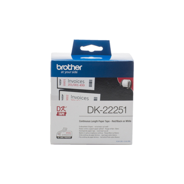 Brother DK-22251 cinta para impresora de etiquetas Negro y rojo sobre blanco