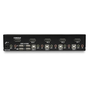 StarTech.com Switch Conmutador KVM de 4 Puertos DisplayPort - 4K 60Hz - para Una Pantalla - Switch KVM de 4 Puertos DP 1.2 con Hub Ladrón USB 2.0 y Audio - Dell, HP, Apple - TAA
