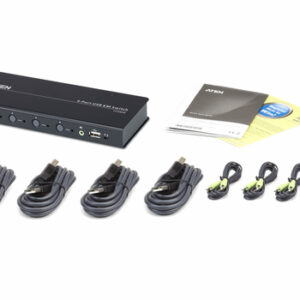 ATEN Switch KM USB de 4 puertos con Boundless Switching (cables incluidos)