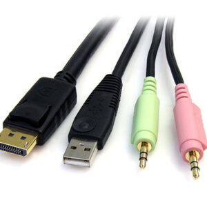 Alternative view of StarTech.com Cable Conmutador KVM USB DisplayPort 4 en 1 c/ Audio y Micrófono - 6 pies