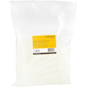 StarTech.com Bridas de 20cm para cables - 4 mm de ancho, 55 mm de diámetro, soportan 22 kg de tensión, de nylon, cierre automático y punta curva, 94V-2/UL, paquete de 1000 - blancas StarTech.com Bridas de 20cm para cables - 4 mm de ancho, 55 mm de diámetro, soportan 22 kg de tensión, de nylon, cierre automático y punta curva, 94V-2/UL, paquete de 1000 - blancas