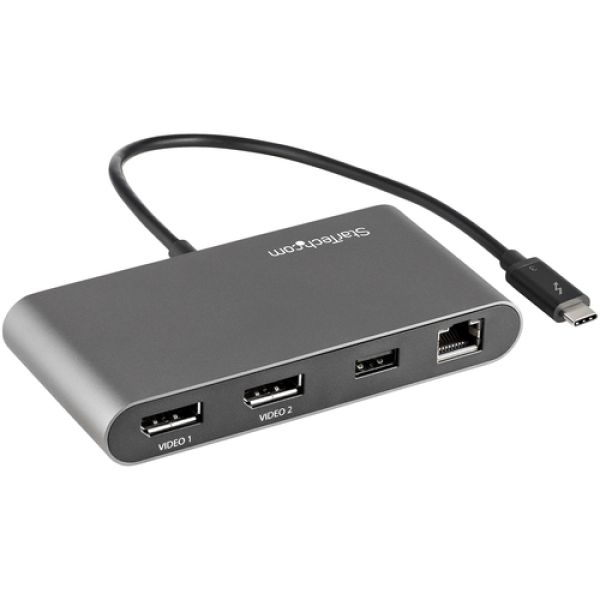 StarTech.com Mini Dock Thunderbolt 3 - Docking Station Portátil para 2 Monitores con DP 4K 60Hz