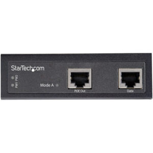 StarTech.com Inyector Industrial PoE Gigabit - 30W - 802.3at PoE+ de 48 a 56V DC - de Montaje en Riel DIN - de -40 a 75C (POEINJ1G30W)
