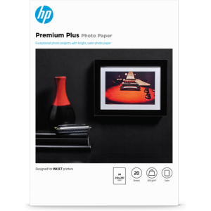 HP Papel fotográfico semibrillante Premium Plus – 20 hojas/A4/210 x 297 mm