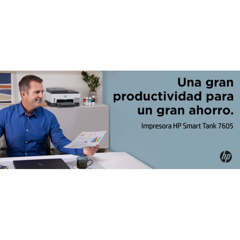 HP Smart Tank Impresora multifunción 7605, Color, Impresora para Home y Home Office, Impresión, copia, escaneado, fax, AAD y conexión inalámbrica, AAD de 35 hojas; Escanear a PDF; Impresión a doble cara
