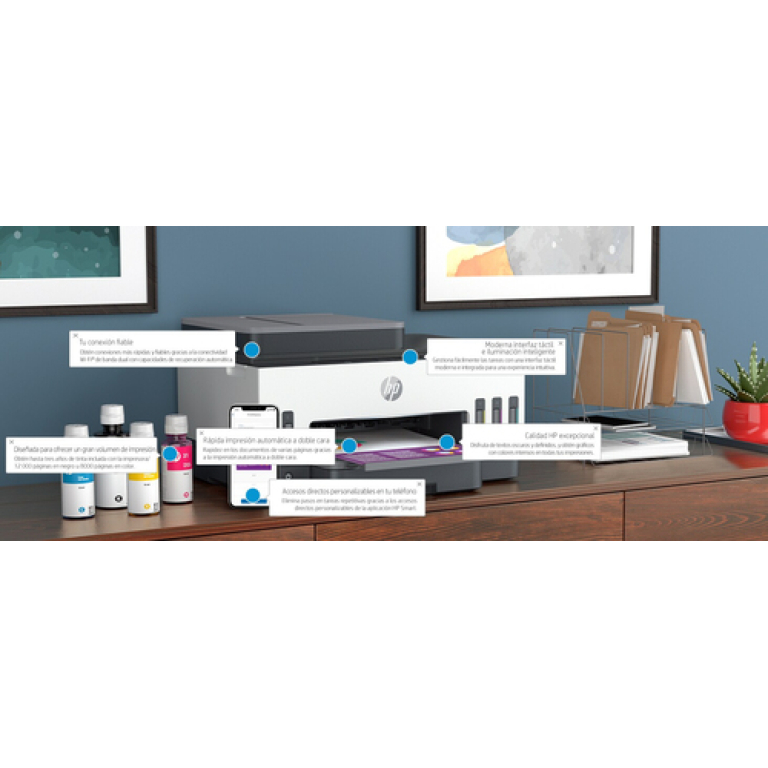 HP Smart Tank Impresora multifunción 7605, Color, Impresora para Home y Home Office, Impresión, copia, escaneado, fax, AAD y conexión inalámbrica, AAD de 35 hojas; Escanear a PDF; Impresión a doble cara