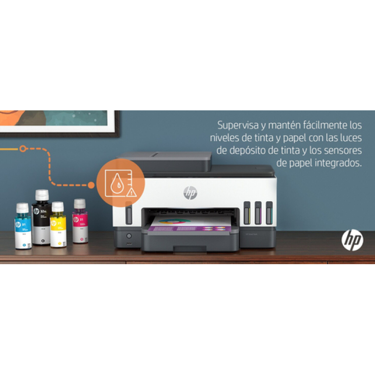 HP Smart Tank Impresora multifunción 7605, Color, Impresora para Home y Home Office, Impresión, copia, escaneado, fax, AAD y conexión inalámbrica, AAD de 35 hojas; Escanear a PDF; Impresión a doble cara