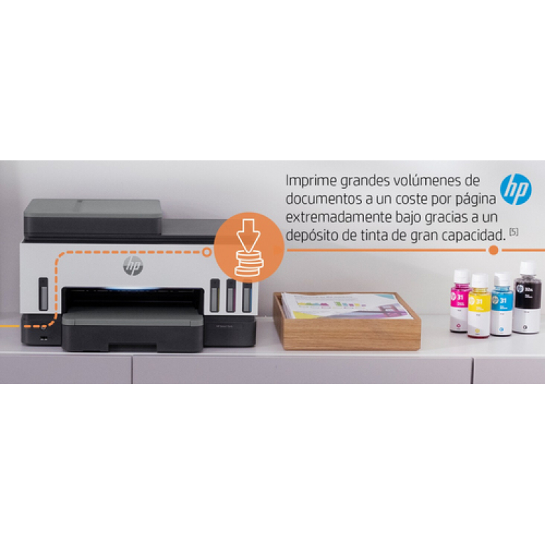 HP Smart Tank Impresora multifunción 7605, Color, Impresora para Home y Home Office, Impresión, copia, escaneado, fax, AAD y conexión inalámbrica, AAD de 35 hojas; Escanear a PDF; Impresión a doble cara