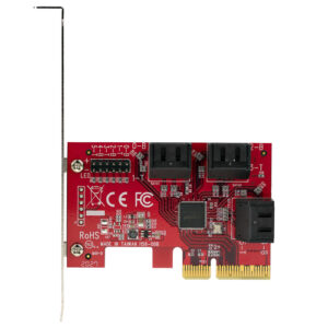 StarTech.com Tarjeta PCIe SATA - Tarjeta Controladora PCI Express de 6 Puertos SATA - 6Gbps - con Bracket de Perfil Bajo - con Conectores SATA Apilados - ASM1166 sin RAID