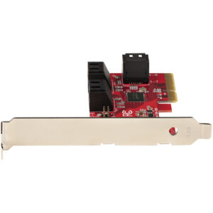 StarTech.com Tarjeta PCIe SATA - Tarjeta Controladora PCI Express de 6 Puertos SATA - 6Gbps - con Bracket de Perfil Bajo - con Conectores SATA Apilados - ASM1166 sin RAID