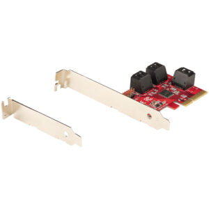 StarTech.com Tarjeta PCIe SATA - Tarjeta Controladora PCI Express de 6 Puertos SATA - 6Gbps - con Bracket de Perfil Bajo - con Conectores SATA Apilados - ASM1166 sin RAID