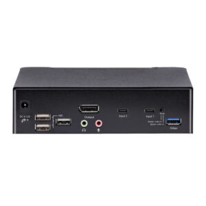 StarTech.com Switch Conmutador KVM USB C Tipo C, KVM de 2 puertos DisplayPort con Vídeo UHD HDR de 4K 60Hz, Audio de 3,5mm, Hub 4x USB y 2x USB A 3.2 Gen 1 de 5Gbps, Compatible con TB 3/4