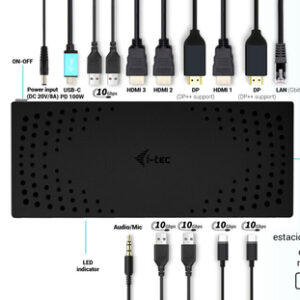 i-tec USB 3.0 / USB-C / Thunderbolt, 3x 4K Docking Station Gen 2 + Power Delivery 100W i-tec USB 3.0 / USB-C / Thunderbolt, 3x 4K Docking Station Gen 2 + Power Delivery 100W