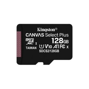 Kingston Canvas Select Plus - Tarjeta de memoria flash - 128 GB - A1 / Video Class V10 / UHS Class 1 / Class10 - microSDXC UHS-I