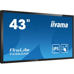 iiyama T4362AS-B1 pantalla de señalización Panel plano interactivo 108 cm (42.5") IPS 500 cd / m² 4K Ultra HD Negro Pantalla táctil Procesador incorporado Android 8.0 24/7 iiyama T4362AS-B1 pantalla de señalización Panel plano interactivo 108 cm (42.5") IPS 500 cd / m² 4K Ultra HD Negro Pantalla táctil Procesador incorporado Android 8.0 24/7