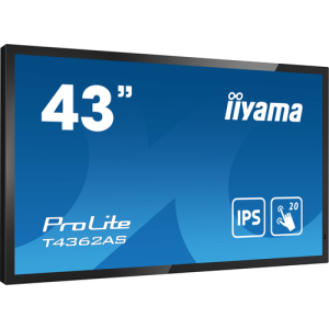 iiyama T4362AS-B1 pantalla de señalización Panel plano interactivo 108 cm (42.5") IPS 500 cd / m² 4K Ultra HD Negro Pantalla táctil Procesador incorporado Android 8.0 24/7 iiyama T4362AS-B1 pantalla de señalización Panel plano interactivo 108 cm (42.5") IPS 500 cd / m² 4K Ultra HD Negro Pantalla táctil Procesador incorporado Android 8.0 24/7