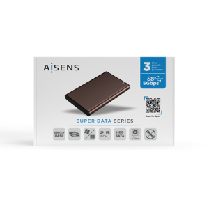 AISENS Caja Externa 2.5" ASE-2525BWN 9.5 mm SATA A USB 3.0/USB 3.1 Gen1, Marron