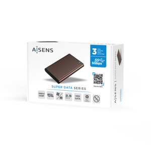 AISENS Caja Externa 2.5" ASE-2525BWN 9.5 mm SATA A USB 3.0/USB 3.1 Gen1, Marron